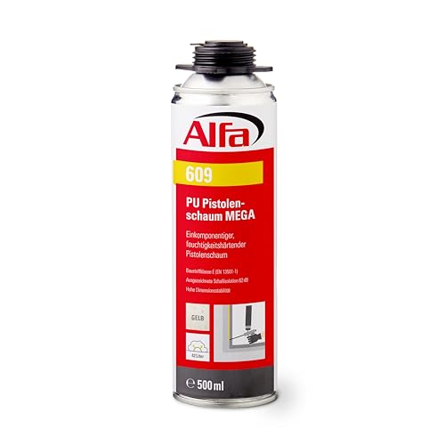 Alfa PU 1K Pistolenschaum grau in praktischer 500 ml Dose einkomponentiger feuchtigkeitshärtender Montageschaum (1) (4) von Alfa
