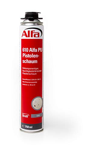 Alfa PU Pistolenschaum (1K) 750 ml Profi-Qualität einkomponentiger, feuchtigkeitshärtender PU-Montageschaum Hartschaum Dämmschutz von Alfa
