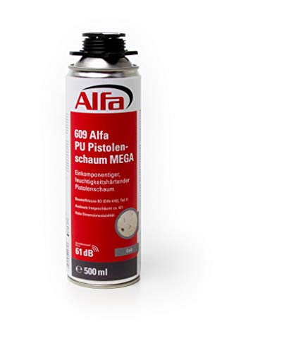 Alfa PU Pistolenschaum 1K 4 x 500 ml (2 Liter) einkomponentiger feuchtigkeitshärtender Pistolenschaum von Alfa