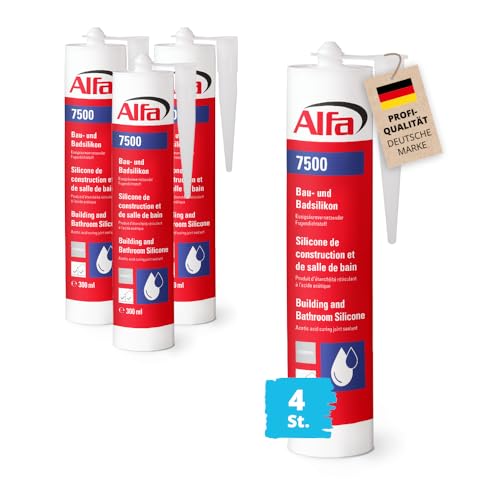 4x Alfa Sanitärsilikon Steingrau Bausilikon witterungs- und UV-beständiger Badsilikon Fugendichtstoff für Innen- und Außenbereich von Alfa