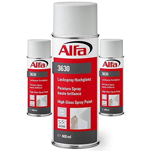Alfa Lackspray 400 ml für Innen und Außen - Sprühlack zum Lackieren und Dekorieren, hohe Deckkraft Farbspray, Sprühdose, Made in Germany (3, RAL 7035 Lichtgrau Hochglanz) von Alfa