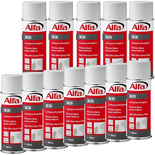 Alfa Lackspray 400 ml für Innen und Außen - Sprühlack zum Lackieren und Dekorieren, hohe Deckkraft Farbspray, Sprühdose, Made in Germany (6, RAL 7035 Lichtgrau Hochglanz) von Alfa