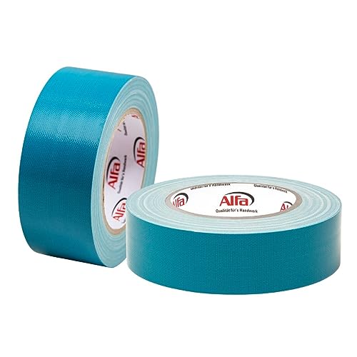 Alfa 2x UV-beständiges Klebeband Gewebeband blau 35 mm x 25 m Panzer-Tape Duct Tape von Alfa