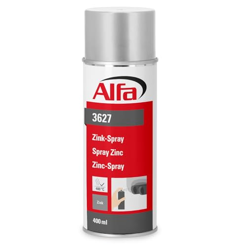 Alfa Zinkspray Zink Spray 400 ml geprüfter Korrosionsschutz Rostschutz aus Zink hitzebeständig schnelltrocknend Grundierung für Metall und Punktschweißung von Alfa