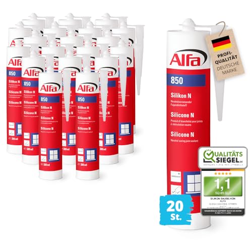 20x Alfa Silikon Transparent Bausilikon zum Kleben und Abdichten Fugendichtstoff UV- und witterungsbeständiger Qualitäts-Dichtstoff 20x Alfa Silikon Transparent Bausilikon zum Kleben und Abdichten Fugendichtstoff UV- und witterungsbeständiger Qualitäts-Dichtstoff von Alfa