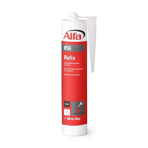 Alfa Bitumen Dichtmasse 300 ml Profi-Qualität schwarzer Dachdichtstoff witterungsbeständiger Bitumenkleber zum Abdichten und Verkleben von Alfa