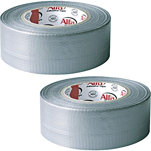 Alfa 2x Gewebeband 48mm x 50m Profi-Qualität gewebeverstärktes Duct Tape Panzertape zum Reparieren, Befestigen, Bündeln, Verstärken, Abdichten - Grau von Alfa