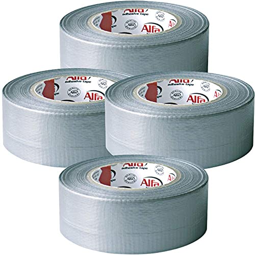 Alfa 4x Gewebeband 48mm x 50m Profi-Qualität gewebeverstärktes Duct Tape Panzertape zum Reparieren, Befestigen, Bündeln, Verstärken, Abdichten - Grau von Alfa