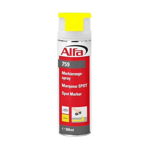 Alfa Markierungsspray neon-gelb 500 ml Profi-Qualität für saubere und präzise Markierungen mit flexibler 360° Sprühanwendung (Überkopffunktion) von Alfa