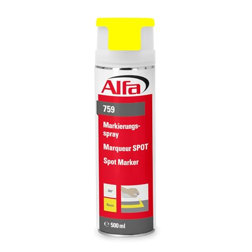 Alfa Markierungsspray neon-gelb 500 ml Profi-Qualität für saubere und präzise Markierungen mit flexibler 360° Sprühanwendung (Überkopffunktion) von Alfa