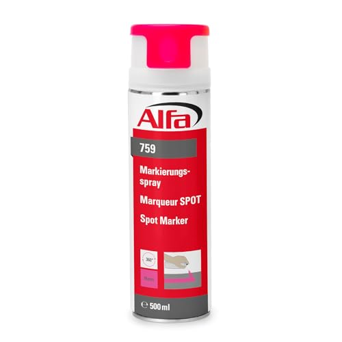 Alfa Markierungsspray neon-pink 500 ml Profi-Qualität für saubere und präzise Markierungen mit flexibler 360° Sprühanwendung (Überkopffunktion) von Alfa