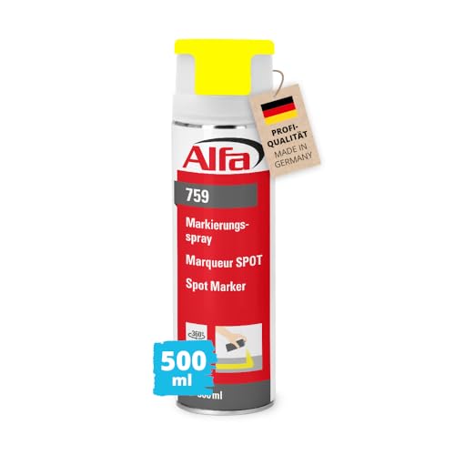 Alfa 6x Markierungsspray neon-gelb 500 ml Profi-Qualität für saubere und präzise Markierungen mit flexibler 360° Sprühanwendung (Überkopffunktion) von Alfa