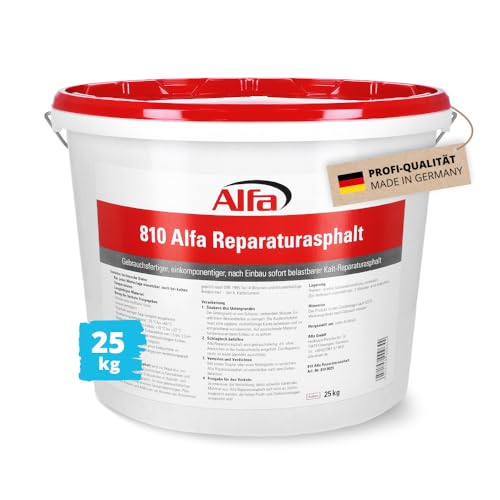 1x Alfa Reparaturasphalt 25 kg Profi-Qualität Kaltasphalt Körnung 0 bis 5 mm zur Ausbesserung von Schlaglöchern im wiederverschließbaren Eimer, Reparatur Asphalt von Alfa