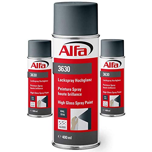 Alfa Lackspray 400 ml für Innen und Außen - Sprühlack zum Lackieren und Dekorieren, hohe Deckkraft Farbspray, Sprühdose, Made in Germany (1, RAL 7016 Anthrazit Hochglanz) von Alfa