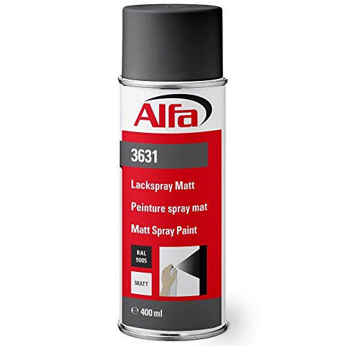 Alfa Sprühlack RAL 9005 Tiefschwarz 1 x 400 ml Matt für innen und außen - Lackieren und Dekorieren, hohe Deckkraft Farbspray, Sprühdose, Made in Germany von Alfa