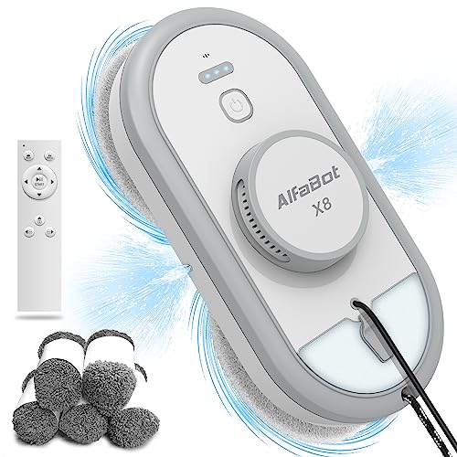 AlfaBot X8 Fensterputzroboter, Elektrischer fensterroboter Window Cleaner Robot, Automatischer Wassersprüher, 50ml Wassertank von AlfaBot