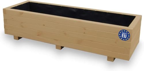 Alfalux Hochbeet Blumenkasten aus Holz Pflanzkübel Garten Balkon Terrasse Eiche AB120KAN4030EI 120 x 40 x 30H cm mit 2 x Wasserablauf von alfalux