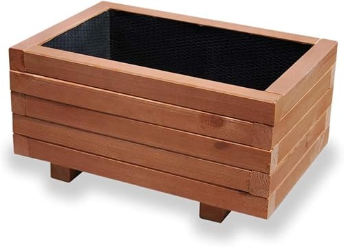 Alfalux Blumenkasten Pflanzkasten Aus Holz Pflanzkübel Balkonkasten Pflanzgefäß Garten Balkon Terrasse NUSS-BRAUN AB60KAN4030NU 60 x 40 x 30H cm mit 1 x Wasserablauf von Alfalux