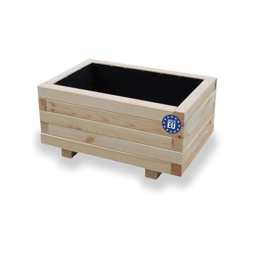 alfalux Hochbeet 60 x 40 x 30H cm mit 1x Wasserablauf Blumenkasten aus Holz Pflanzkübel Garten Balkon Terrasse Pflanzkasten AB60KAN4030 von alfalux