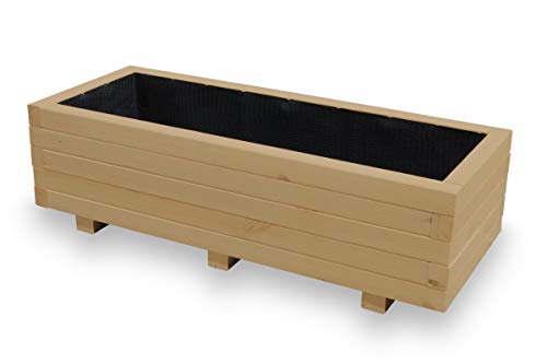 Alfalux Blumenkasten Pflanzkasten Aus Holz Pflanzkübel Balkonkasten Pflanzgefäß Garten Balkon Terrasse AB100KAN4030EI 100 x 40 x 30H cm mit 2 x Wasserablauf von Alfalux