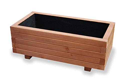 Alfalux Blumenkasten Pflanzkasten Aus Holz Pflanzkübel Balkonkasten Pflanzgefäß Garten Balkon Terrasse NUSS-BRAUN 80KAN4030NU 80 x 40 x 30H cm von Alfalux