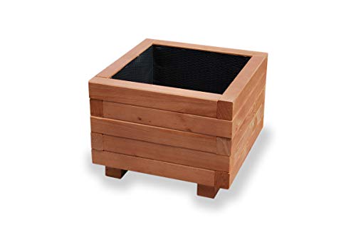 Alfalux Blumenkasten Pflanzkasten Aus Holz Pflanzkübel Balkonkasten Pflanzgefäß Garten Balkon Terrasse NUSS-BRAUN AB40KAN4030NU 40 x 40 x 30H cm mit 1 x Wasserablauf von Alfalux