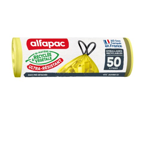 Alfapac Müllbeutel mit Schiebeband – sehr robust – Sortierung recycelbarer Verpackungen (ohne Glas) – 76% recycelt und 15% pflanzlich 10 x 50 l, grün Alfapac Müllbeutel mit Schiebeband – sehr robust – Sortierung recycelbarer Verpackungen (ohne Glas) – 76% recycelt und 15% pflanzlich 10 x 50 l, grün von Alfapac
