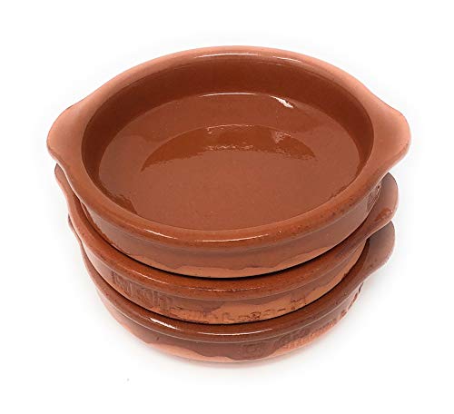 Alfareria Padilla 3er-Set Cazuela Tonschale rustikale Servierschale klein, traditionel, flach, rund, braun 14 cm | 3x14cm von Alfareria Padilla