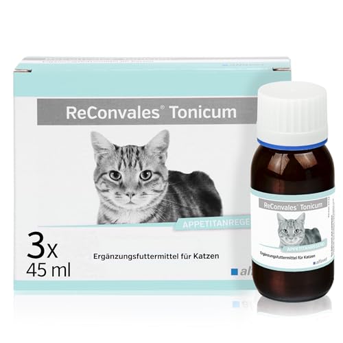 alfavet ReConvales Tonicum Katze, 3 x 45ml, appetitanregendes Ergänzungsfuttermittel zur Rekonvaleszenz und bei Untergewicht von Alfavet