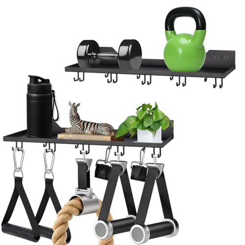 Alffun Schweberegale aus Metall für die Wand, Heim-Fitnessstudio, Aufbewahrungsregal mit Haken, Fitness-Befestigungsregal, Garagen-Organizer und Aufbewahrung für Schlafzimmer, Wohnzimmer von Alffun