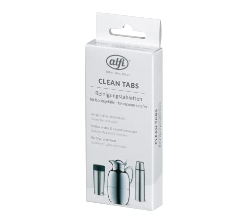 alfi CLEAN TABS, Reinigungstabletten für Isoliergefäße, 20 Tabs, geschmacksneutral, gegen hartnäckige Verschmutzung, Kalk, Kaffeereste, Kannenreiniger, Kaffeekanne reinigen, Reinigungsmittel Flasche von alfi