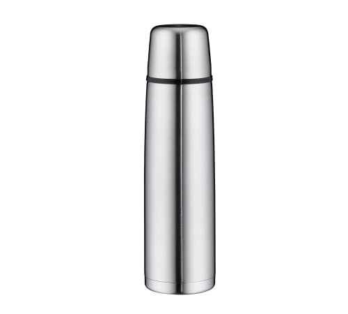 alfi ISOTHERM PERFECT DV 1,0l, Isolierflasche aus Edelstahl mit Trinkbecher, absolut dicht mit Drehverschluss, hält warm, ohne Fingerabdrücke, langlebig, spülmaschinenfest, BPA-frei von alfi