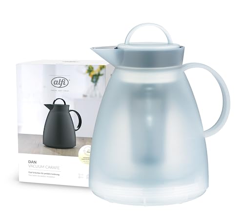 alfi DAN TEA 1,00l, transparent, Kunststoff-Isolierkanne mit hygienischem Hartglaseinsatz, Drehverschluss, Designerstück, integrierter Teefilter für losen Tee, Teekanne, BPA-frei von alfi