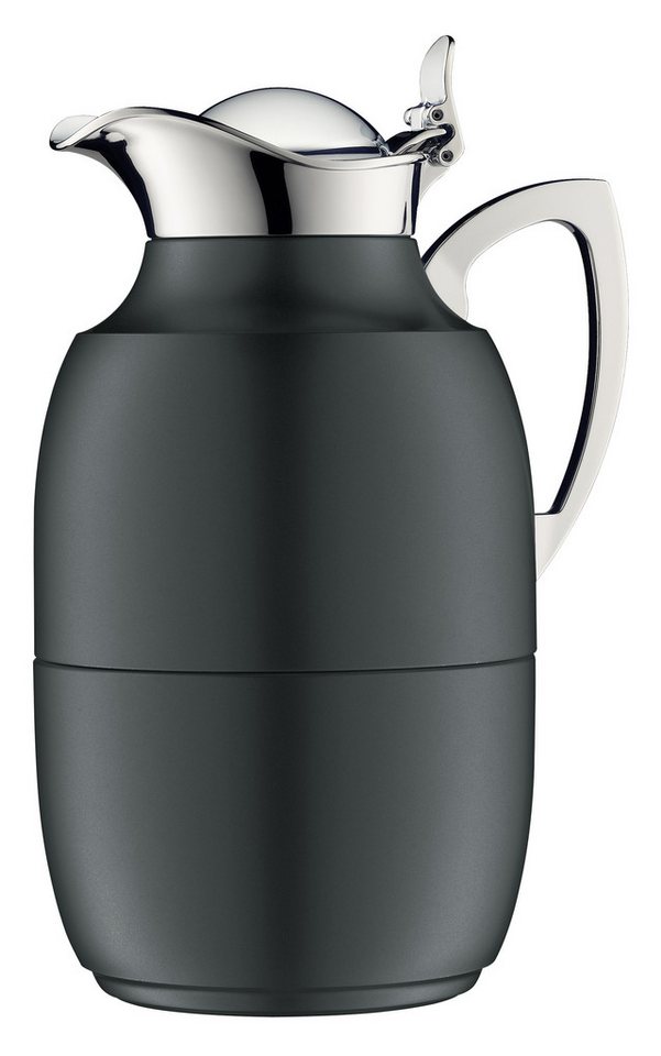 Alfi Isolierkanne JUWEL, mit Hartglaseinsatz, 1,00 l, (1-St), 12h heiß & 24 kalt, locker aufliegendes Scharnier-Deckelsystem von Alfi