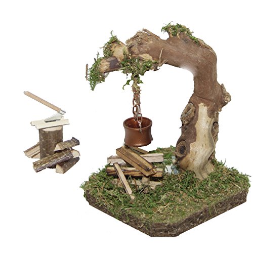 Alfred Kolbe Krippen AM 20 Weihnachtskrippen-Zubehör-Set Wurzel-Lagerfeuer beleuchtet 4,5 V und Hackstock für 10-12 cm Figuren von Alfred Kolbe Krippen