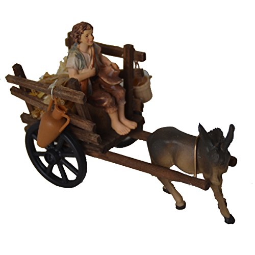 Alfred Kolbe Krippen AM 38 Weihnachtskrippen-Zubehör Eselwagen mit Esel, Hirte sitzend,Eimer,Amphore, Strohbündel für 9-11 cm Figuren von Alfred Kolbe Krippen