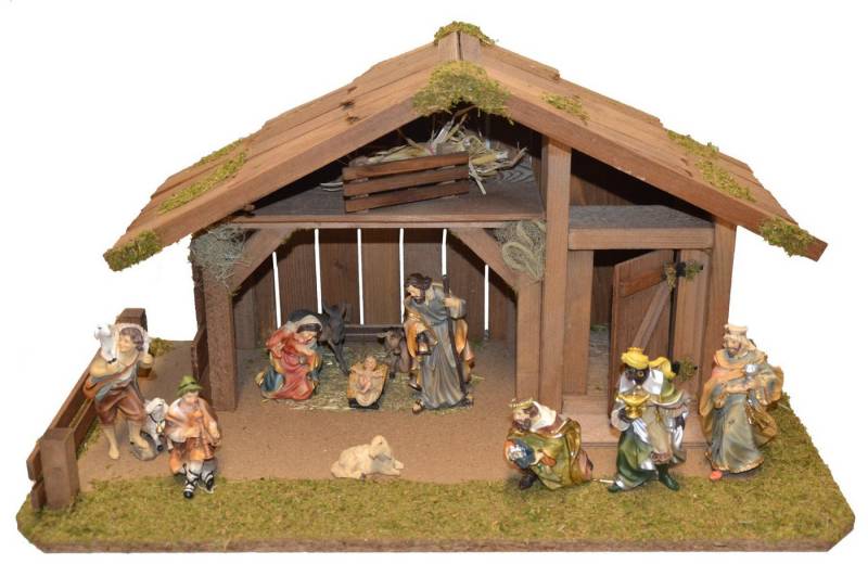 Alfred Kolbe Krippe Krippenstall, mit 15 cm Poly-Figuren 11tlg. von Alfred Kolbe