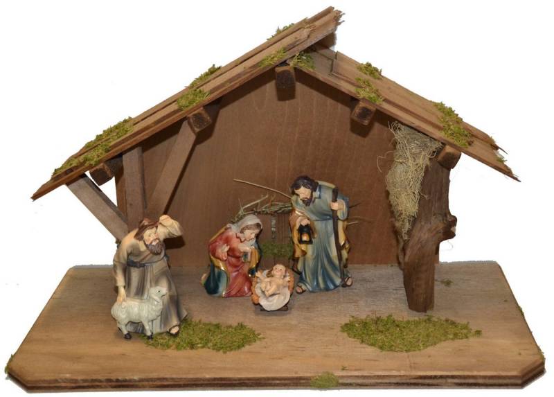 Alfred Kolbe Krippe Krippenstall, mit 15 cm Poly-Figuren 4tlg. von Alfred Kolbe