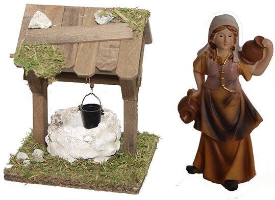 Alfred Kolbe Krippen-Zubehör Brunnen und Figur Magd mit Krug., Weihnachtsdeko (Set, 2 St) von Alfred Kolbe