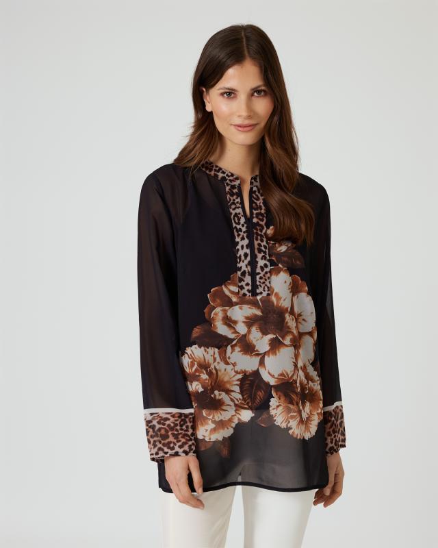 Tunika mit Leo-Rosen-Print & Top von Alfredo Pauly