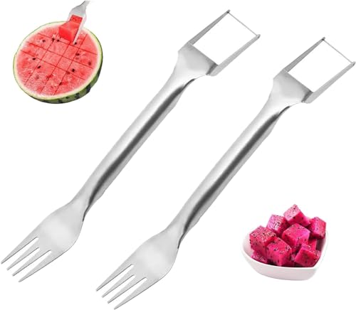 2 Stücke Wassermelonen Gabelschneider 2-in-1 Melonenschneider Wassermelonen Schneider Wassermelonenschneider aus Wassermelonen Slicer Obstmesser Obstgabeln für Küche Familien Partys von Alftek