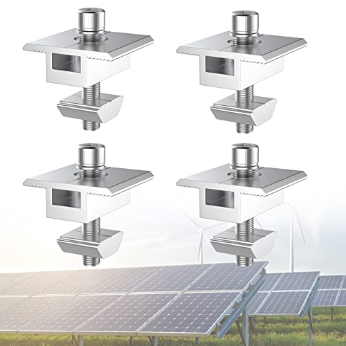 Alftek 4 Stück Solar Halterung, Solarmodul Halterung Kit, Solarpanel Halterung Befestigung, Solarpanel Halterung Mehr, T Förmige Solarmodulklemme Zur Befestigung für Gerahmte Panels 35mm von Alftek