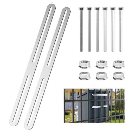 Alftek 2 Stk Befestigungsset für Zaunbriefkasten Zaunbefestigung 360 x 24mm Briefkasten Befestigung Briefkasten zur Briefkastenbefestigung an Toren oder Zäunen Mit 6 M5-Schrauben, Doppelstabmattenzaun von Alftek