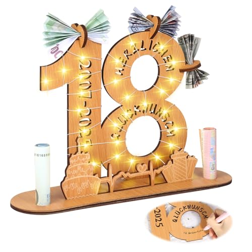 Alftek Geldgeschenke Geburtstag, Geschenkideen 18 Geburtstag Mann/Frau, Wooden Sign Guest Book Birthday mit LED Lichterkette Ständer Und Kerzenhalter Dekoration Geburtstagsgeschenk Alftek Geldgeschenke Geburtstag, Geschenkideen 18 Geburtstag Mann/Frau, Wooden Sign Guest Book Birthday mit LED Lichterkette Ständer Und Kerzenhalter Dekoration Geburtstagsgeschenk von Alftek