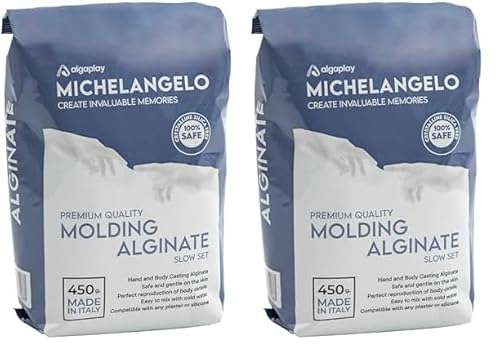 Michelangelo Moulding Alginate Slow Setting. Farbliche Alginat für hohe Präzision, perfekt für Hand- oder Körperabdrücke Made in Italy (1 PACK 450 G.) (Packung mit 2) von Algaplay