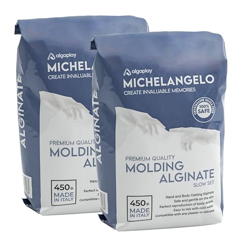 Michelangelo Moulding Alginate Slow Setting. Farbliche Alginat für hohe Präzision, perfekt für Hand- oder Körperabdrücke Made in Italy (2 Pack 900 G.) von Algaplay