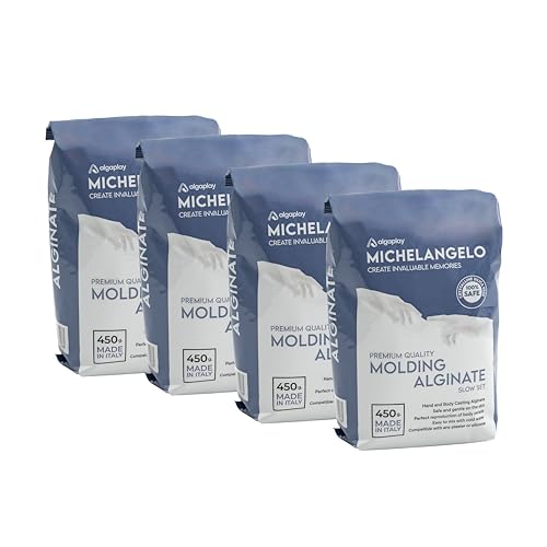 Michelangelo Moulding Alginate Slow Setting. Farbliche Alginat für hohe Präzision, perfekt für Hand- oder Körperabdrücke Made in Italy (4 Pack 1800 G.) von Algaplay