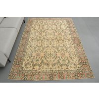 200 X 250 cm Vintage Teppich, Handgemachter Wollteppich, Kelimteppich, Boho Wohnzimmerteppich von AliBabaCarpets