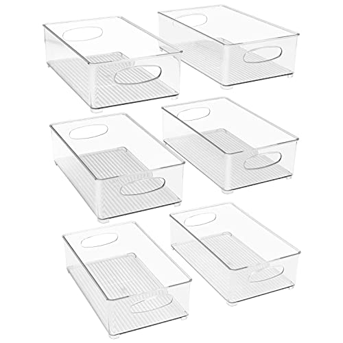 Aliaga Kunststoff Lagerung BehäLter Stapelbare Durchsichtige Speisekammer Organizer Box BehäLter BehäLter zum Organisieren Von KüChen KüHlschräNken, Lebensmitteln, Pack mit 6 von Aliaga