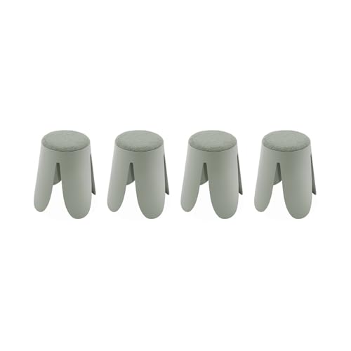 4er Set stapelbare Hocker, blassgrün, strukturierter Bouclébezug, NIKI, Ø30 / 44 x H 46 cm 4er Set stapelbare Hocker, blassgrün, strukturierter Bouclébezug, NIKI, Ø30 / 44 x H 46 cm von sweeek